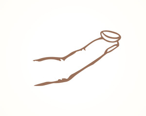 Eye lens in hand. Vector drawing