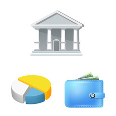 Vector design of bank and money icon. Set of bank and bill stock symbol for web.