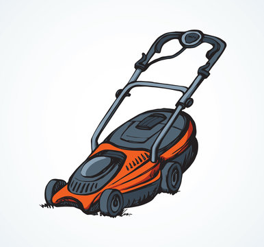Lawn mower. Vector drawing