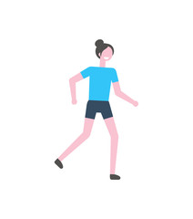 Fototapeta na wymiar Running woman vector, healthy active lifestyle of young lady. Person wearing special sportswear, exercising energetic student. Athlete female training