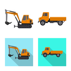 Vector illustration of build and construction icon. Set of build and machinery stock vector illustration.