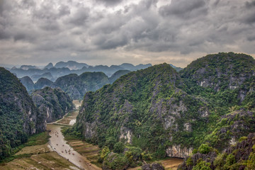 Fototapeta na wymiar A view from Hang Mua mountain, Ninh Binh, Vietnam