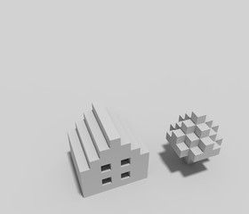 ペーパークラフト風家と木の画像