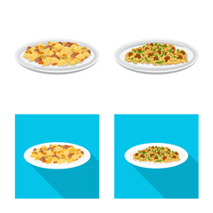 Isolated object of pasta and carbohydrate icon. Collection of pasta and macaroni stock symbol for web.