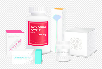 Packaging of various shapes, on a transparent background vector