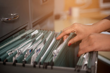 Important documents in files placed in the filing cabinet