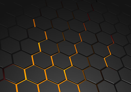 Glowing Hexagonal Background - Abstract Futuristic Illustration for Your Graphic Design, Vector
