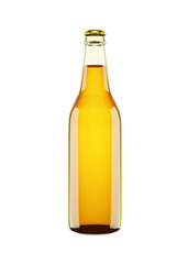 Brown Beer Bottle isolated on a white background. 3d render, 3d illustration.