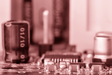 Electronic components are mounted on the device board Toned image