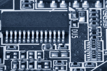 Electronic components are mounted on the device board Toned image
