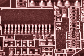 Electronic components are mounted on the device board Toned image