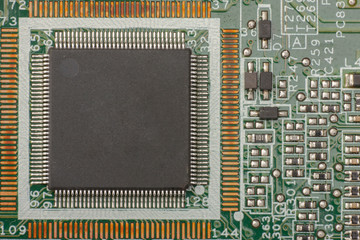 Printed circuit board close up for background