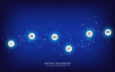 Global network connection. Abstract geometric background with connecting dots and lines. Digital technology and communication concept.