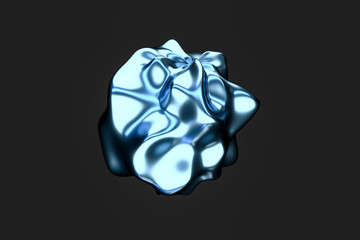 blue metallic wave ball, 3d rendering