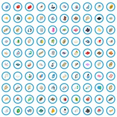 100 advertising icons set in isometric 3d style for any design vector illustration