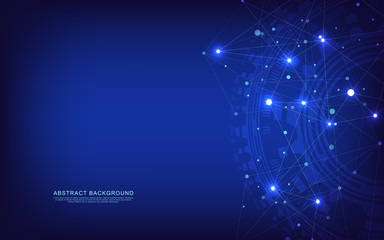 Global network connection. Abstract geometric background with connecting dots and lines. Digital technology and communication concept.