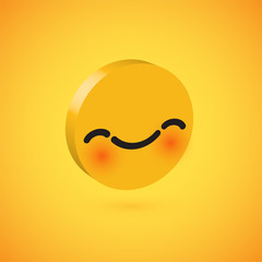 Yellow high detailed 3D disc emoticon, vector illustration