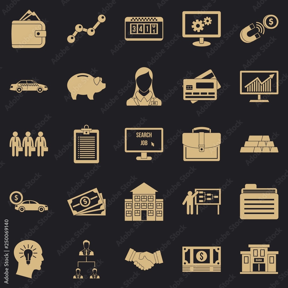 Poster working week icons set. simple set of 25 working week vector icons for web for any design