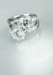 diamond ring and heart shape diamond ring