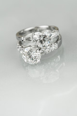 diamond ring and heart shape diamond ring