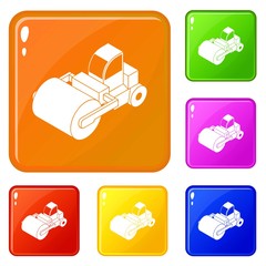 Roller truck icons set collection vector 6 color isolated on white background