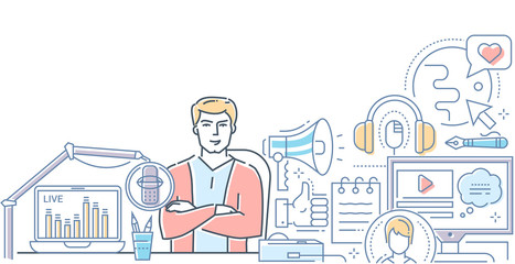 Podcast - modern line design style web banner