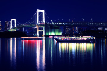 Fototapeta na wymiar 【東京の夜景】夜のレインボーブリッジ