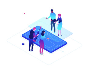 Mobile repair service - modern colorful isometric vector illustration