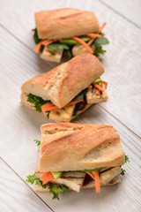 Vegetarian sandwiches with baguette