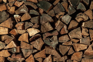 large stack of oak firewood