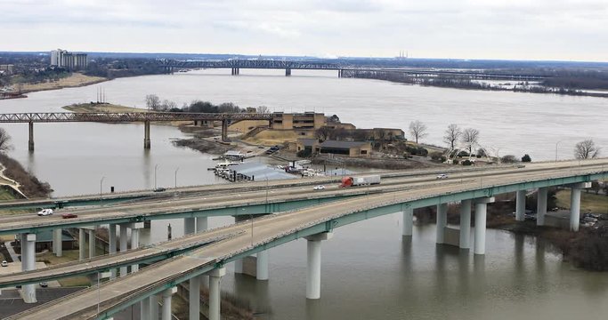 View of Bridge over Mississippi River at MemphiS  4k