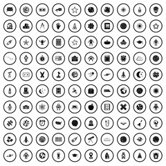100 astronomy icons set in simple style for any design vector illustration