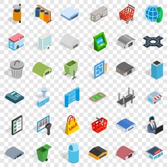 Big city icons set. Isometric style of 36 big city vector icons for web for any design