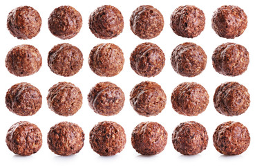 Chocolate corn balls isolated on white background.