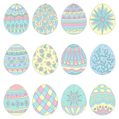 Set of Easter eggs with abstract patterns