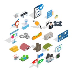 Financing of project icons set. Isometric set of 25 financing of project vector icons for web isolated on white background