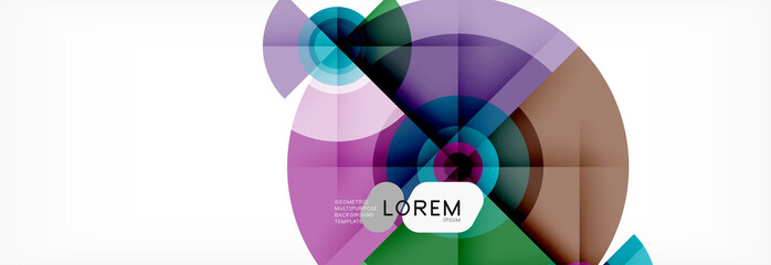 Obraz premium Minimal geometric circles and triangles abstract background, techno modern design, poster template