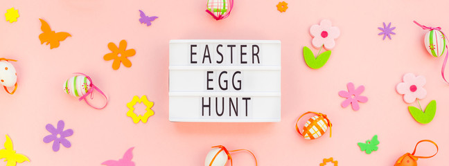 Creative Easter flat lay holiday text ligthbox