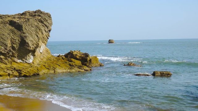 Rock cliff overlooking the sea near the INS khukri memorial in Diu gujarat india