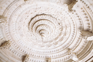 Interior of Ranakpur Temple in Rajasthan, India