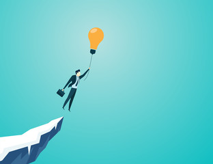 businessman fly with light blub idea