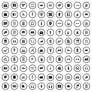 100 audio icons set in simple style for any design vector illustration