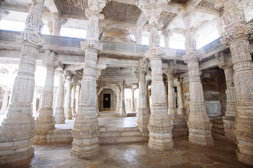 Interior of Ranakpur Temple in Rajasthan, India
