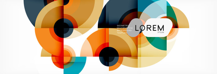 Fototapeta premium Circle geometric composition abstract background design, cover, template, brochure, flyer.