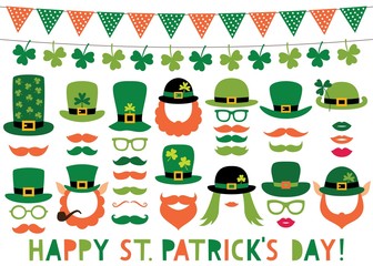 Patricks Day hats, mustaches and beards