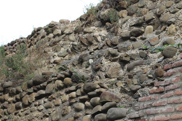 Stone wall and plants on this