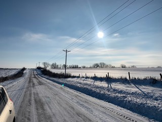 Fototapeta na wymiar Snow covered roads 