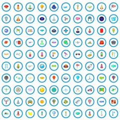 100 aircraft icons set in cartoon style for any design vector illustration