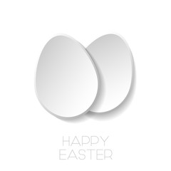 Vector happy easter white background with paper origami eggs. Holiday greeting card, poster, brochure, cover, template
