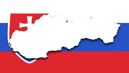 3D map of Slovakia on the national flag